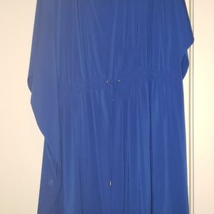 Electric blue V neck batwing dress